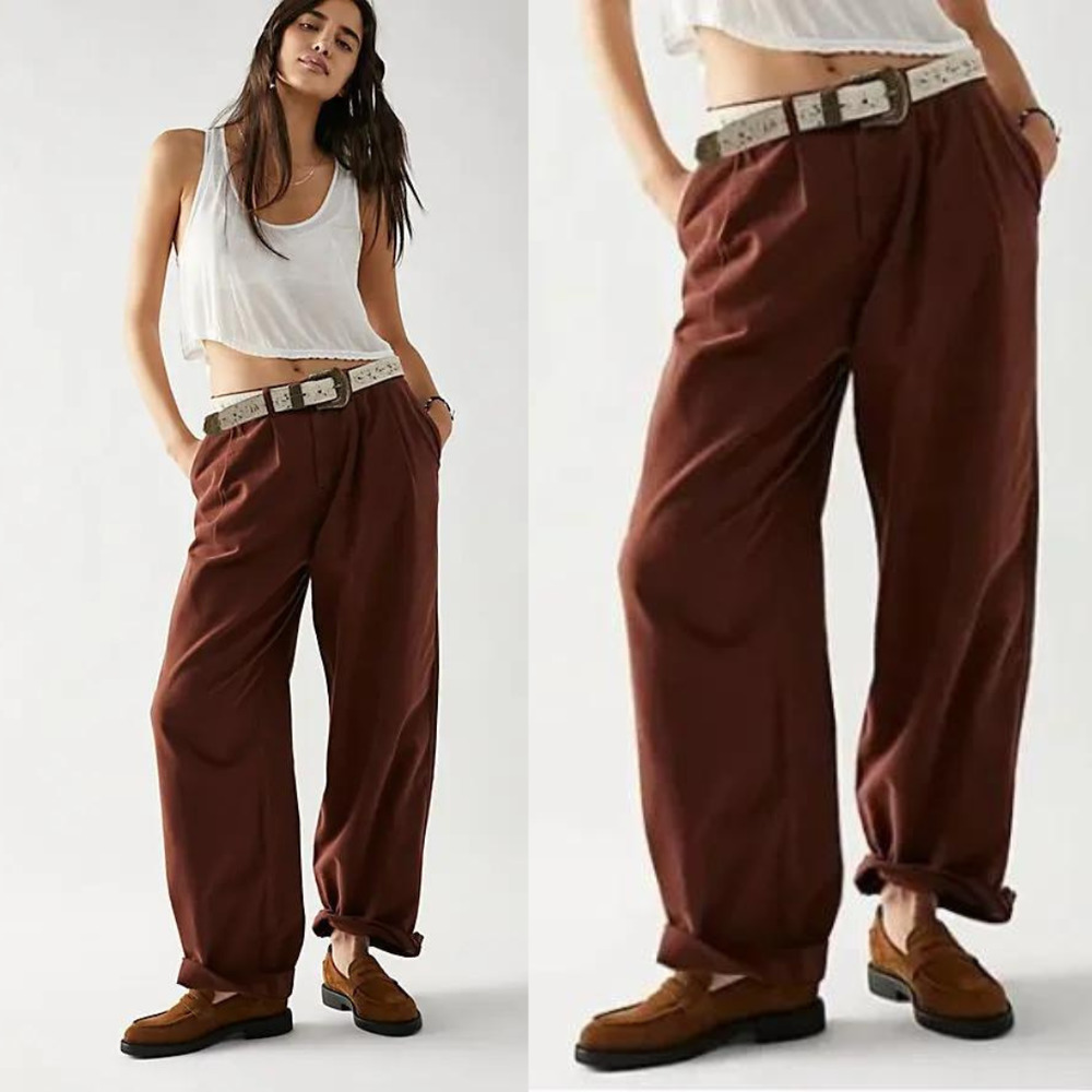 Free People Brown Wide Leg Pants